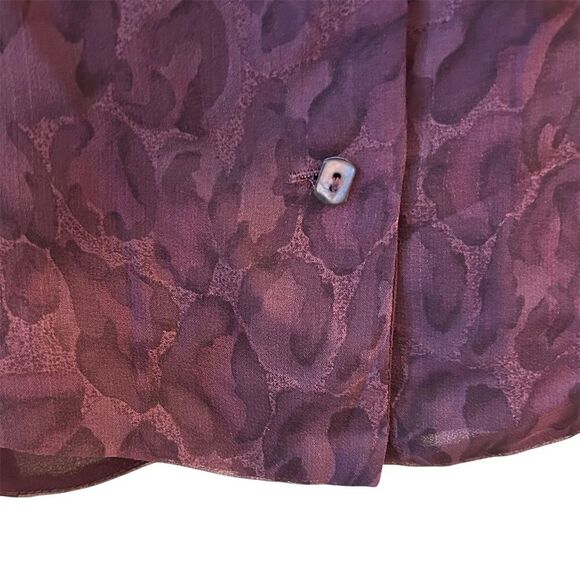 Dana Buchman Petite Silk Blouse M Purple Tie-Neck Clip Dot Casual - Picture 9 of 16